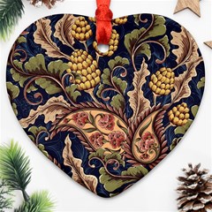 Leaves Flowers Background Texture Paisley Ornament (heart) by Salman4z