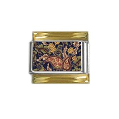 Leaves Flowers Background Texture Paisley Gold Trim Italian Charm (9mm) by Salman4z