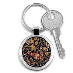 Leaves Flowers Background Texture Paisley Key Chain (round) by Salman4z