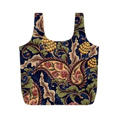 Leaves Flowers Background Texture Paisley Full Print Recycle Bag (m) by Salman4z