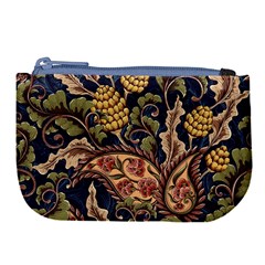 Leaves Flowers Background Texture Paisley Large Coin Purse by Salman4z