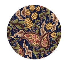 Leaves Flowers Background Texture Paisley Mini Round Pill Box by Salman4z