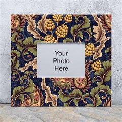 Leaves Flowers Background Texture Paisley White Wall Photo Frame 5  X 7  by Salman4z