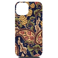 Leaves Flowers Background Texture Paisley Iphone 14 Black Uv Print Case by Salman4z