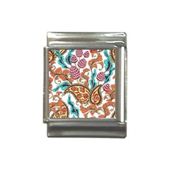 Flowers Pattern Texture White Background Paisley Italian Charm (13mm) by Salman4z