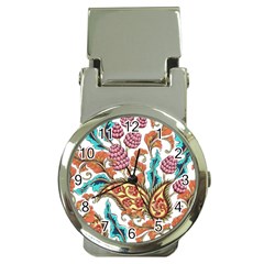 Flowers Pattern Texture White Background Paisley Money Clip Watches by Salman4z