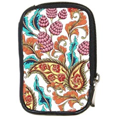 Flowers Pattern Texture White Background Paisley Compact Camera Leather Case by Salman4z