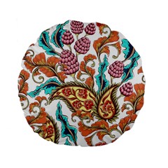 Flowers Pattern Texture White Background Paisley Standard 15  Premium Flano Round Cushions by Salman4z