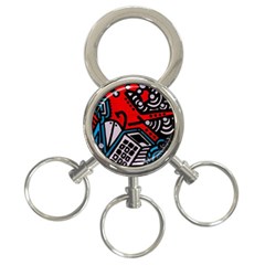 Multicolored Doodle Art Street Art 3-ring Key Chain by Salman4z