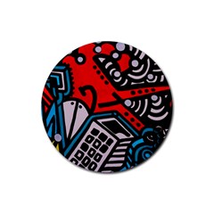 Multicolored Doodle Art Street Art Rubber Coaster (round) by Salman4z