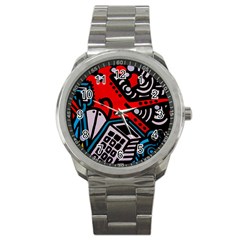 Multicolored Doodle Art Street Art Sport Metal Watch by Salman4z