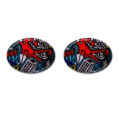 Multicolored Doodle Art Street Art Cufflinks (oval) by Salman4z