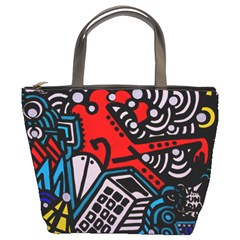 Multicolored Doodle Art Street Art Bucket Bag by Salman4z