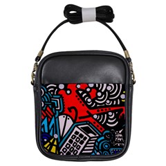 Multicolored Doodle Art Street Art Girls Sling Bag by Salman4z