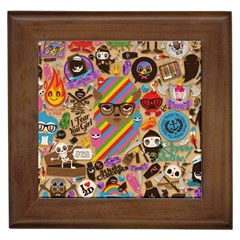 Multicolored Doodle Art Wallpaper Framed Tile by Salman4z