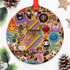 Multicolored Doodle Art Wallpaper Ornament (round) by Salman4z