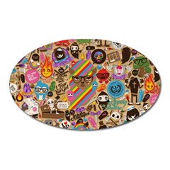 Multicolored Doodle Art Wallpaper Oval Magnet by Salman4z