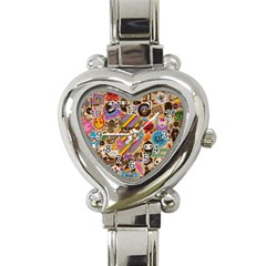 Multicolored Doodle Art Wallpaper Heart Italian Charm Watch by Salman4z