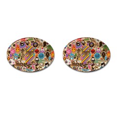 Multicolored Doodle Art Wallpaper Cufflinks (oval) by Salman4z