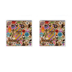 Multicolored Doodle Art Wallpaper Cufflinks (square) by Salman4z