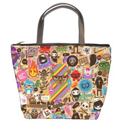 Multicolored Doodle Art Wallpaper Bucket Bag by Salman4z