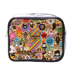 Multicolored Doodle Art Wallpaper Mini Toiletries Bag (one Side) by Salman4z