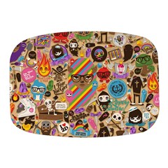 Multicolored Doodle Art Wallpaper Mini Square Pill Box by Salman4z