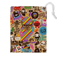 Multicolored Doodle Art Wallpaper Drawstring Pouch (5xl) by Salman4z