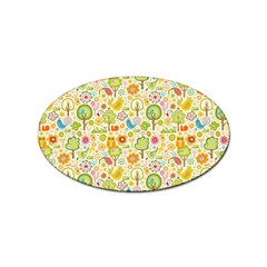 Nature Doodle Art Trees Birds Owl Children Pattern Multi Colored Sticker (oval)