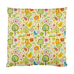 Nature Doodle Art Trees Birds Owl Children Pattern Multi Colored Standard Cushion Case (one Side) by Salman4z