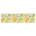 Nature Doodle Art Trees Birds Owl Children Pattern Multi Colored Oblong Satin Scarf (16  x 60 ) Front