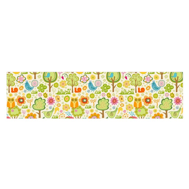 Nature Doodle Art Trees Birds Owl Children Pattern Multi Colored Oblong Satin Scarf (16  x 60 )