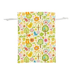 Nature Doodle Art Trees Birds Owl Children Pattern Multi Colored Lightweight Drawstring Pouch (s) by Salman4z