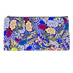 Blue Yellow Background Pattern Vector Texture Paisley Pencil Case by Salman4z