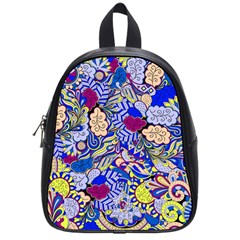 Blue Yellow Background Pattern Vector Texture Paisley School Bag (small) by Salman4z