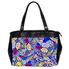 Blue Yellow Background Pattern Vector Texture Paisley Oversize Office Handbag (2 Sides) by Salman4z