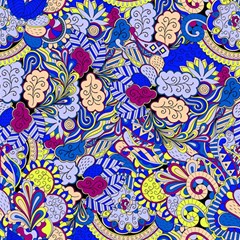 Blue Yellow Background Pattern Vector Texture Paisley Play Mat (rectangle) by Salman4z