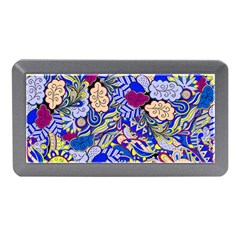 Blue Yellow Background Pattern Vector Texture Paisley Memory Card Reader (mini) by Salman4z