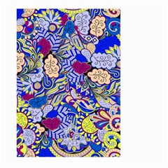 Blue Yellow Background Pattern Vector Texture Paisley Large Garden Flag (two Sides) by Salman4z