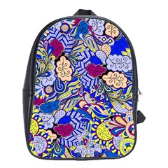 Blue Yellow Background Pattern Vector Texture Paisley School Bag (xl) by Salman4z