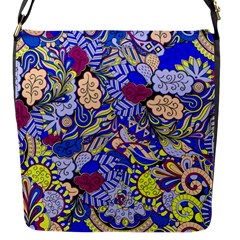 Blue Yellow Background Pattern Vector Texture Paisley Flap Closure Messenger Bag (s) by Salman4z