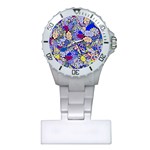 Blue Yellow Background Pattern Vector Texture Paisley Plastic Nurses Watch Front