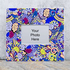 Blue Yellow Background Pattern Vector Texture Paisley White Wall Photo Frame 5  X 7  by Salman4z