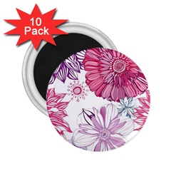 Red And Pink Flowers Vector Art Asters Patterns Backgrounds 2 25  Magnets (10 Pack)  by Salman4z