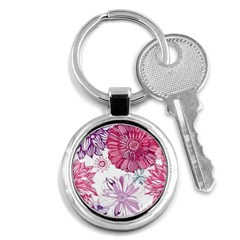 Red And Pink Flowers Vector Art Asters Patterns Backgrounds Key Chain (round) by Salman4z