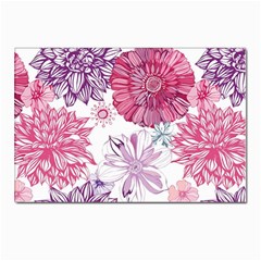 Red And Pink Flowers Vector Art Asters Patterns Backgrounds Postcard 4 x 6  (pkg Of 10) by Salman4z