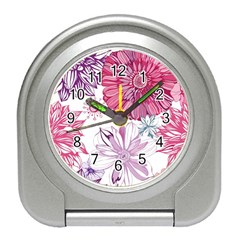 Red And Pink Flowers Vector Art Asters Patterns Backgrounds Travel Alarm Clock by Salman4z