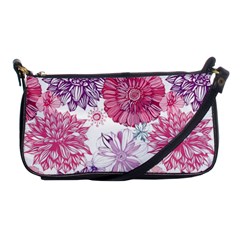 Red And Pink Flowers Vector Art Asters Patterns Backgrounds Shoulder Clutch Bag by Salman4z