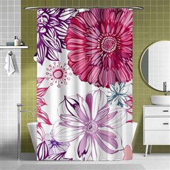 Red And Pink Flowers Vector Art Asters Patterns Backgrounds Shower Curtain 48  X 72  (small)  by Salman4z