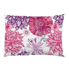 Red And Pink Flowers Vector Art Asters Patterns Backgrounds Pillow Case (two Sides) by Salman4z